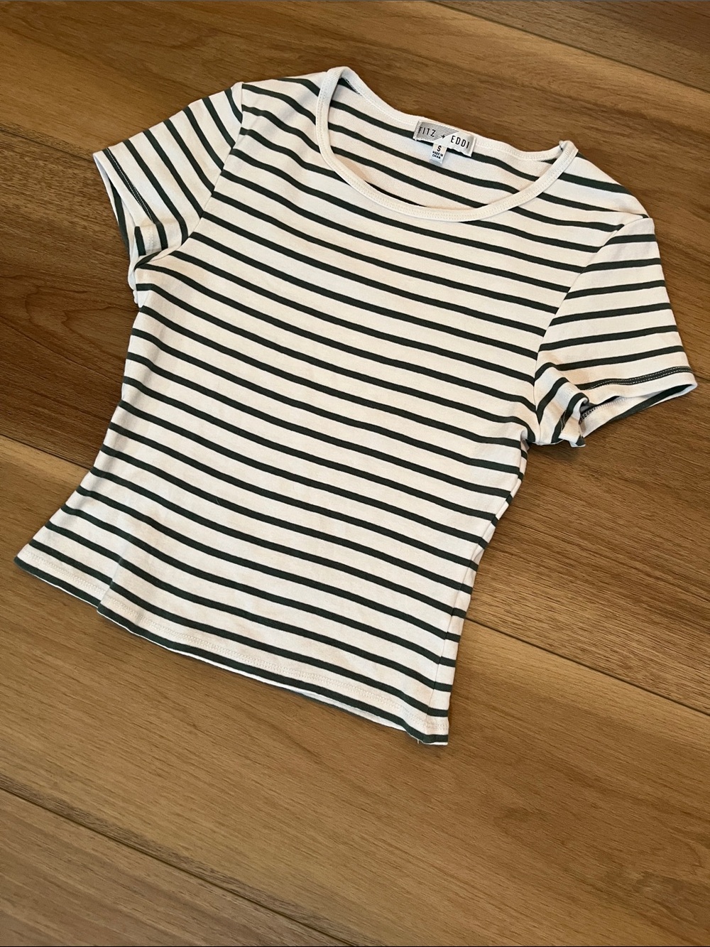 Fitz + Eddy Green Stripe Short Sleeve Ribbed Tee
